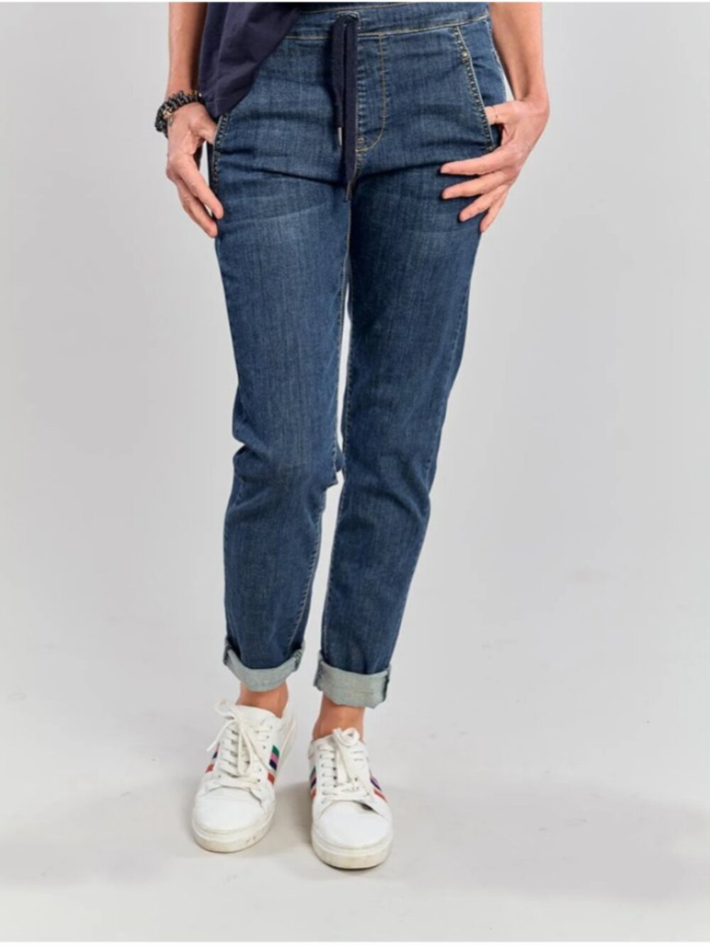 Alembika Denim Iconic Stretch Jeans Pull On Drawstring Size 3  (US 10-12)